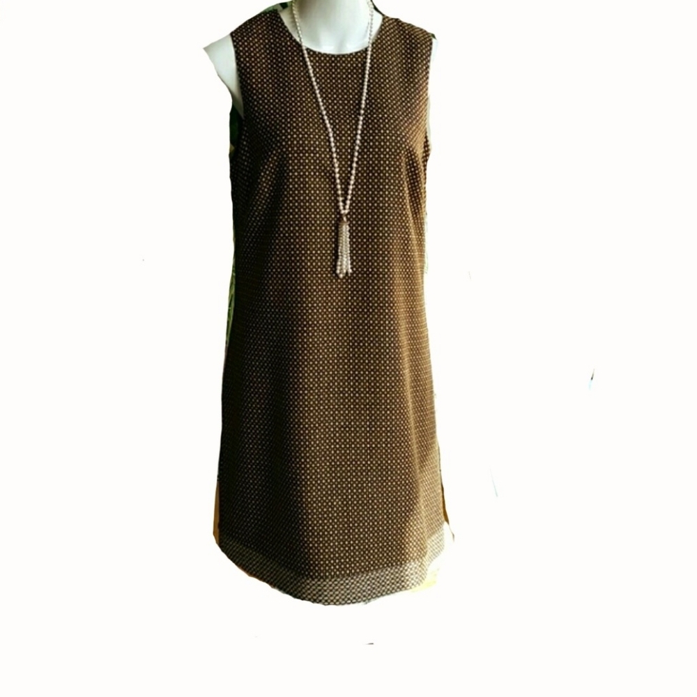 ABS Collection by Allan Scharwtz Wool Silk Blend Tweed Dress Earthtones …